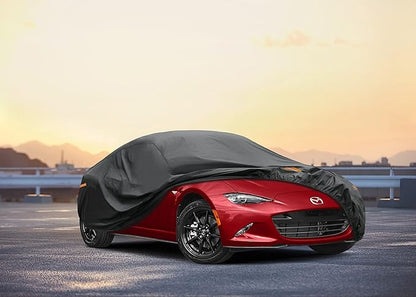 Kayme 7 Layers Car Cover Custom Fit for Mazda Miata MX-5 MX5 (1990-2025) Waterproof All Weather for Automobiles, Outdoor Full Cover Rain Sun UV Protection.Black