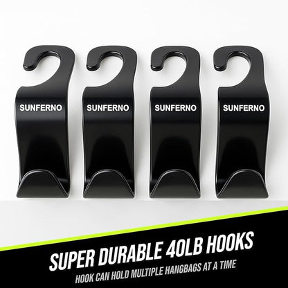 Car Hooks – Durable Headrest Hooks for Car | Car Purse Hook Holds Bags, Groceries & Essentials | Purse Hooks for Car That Don't Slip | Must-Have Car Hanging Accessories – 4-Pack, Easy Install