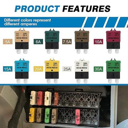 GLOSO Circuit Breaker Fuse E39 (T3) Manual Reset for Car Truck RV Automotive Marine Boat Trolling Motor & Custom Wiring Audio Battery Protection/Low Profile ATC/ATO (20A - 3 Pack)