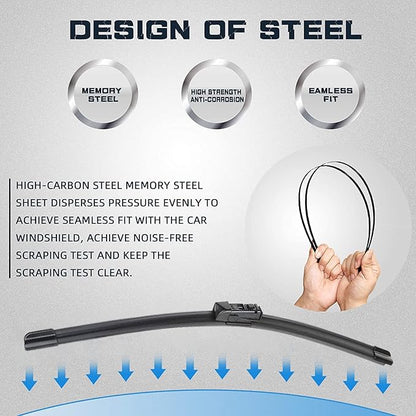 AUTOBOO 26"+16" Windshield Wipers with 12" Rear Wiper Blade Sets Replacement for Subaru Crosstrek Impreza 2018 2019 2020 2021 2022 2023-Original Factory Quality (Pack of 3)
