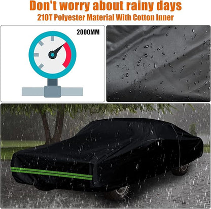 Waterproof Car Cover Compatible with Chevrolet Chevelle Malibu SS Sedan/Coupe 1964-1967 1968-1972 210T All Weather Classic Car Covers with Zipper Door for Snow Rain Dust Protection