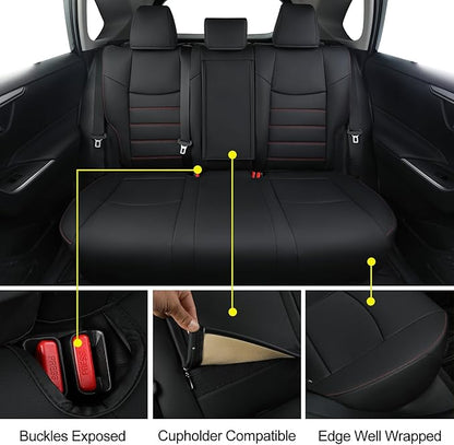 RISINGSTAR Rav4 Hybrid Seat Covers, fit 2019-2025 Toyota Rav4 Hybrid LE,XLE,Woodland Edition,XLE Premium,Limited, Not for XSE/SE/Plug-in(Black&Red)