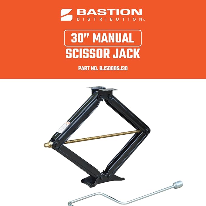 Bastion Distribution Two New 30" Scissor Jacks with Crank Handle | 5000lbs Capacity | 5-30” Height | Spray-Tested Powder Coated | BJ-5000MSJ30