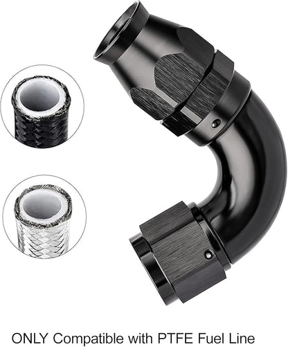 EVIL ENERGY 12AN 120 Degree PTFE One Piece Full Flow End Hose Fitting Aluminum Black
