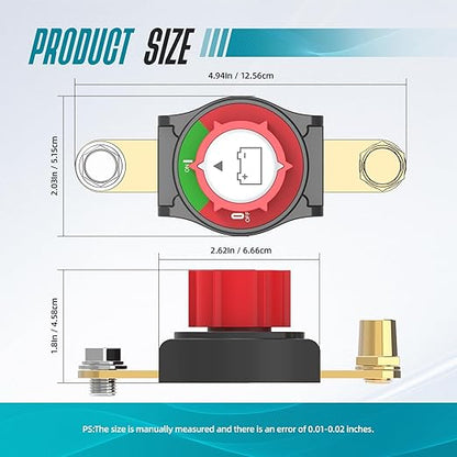 Battery Disconnect Switch, Hilictokt Top Post to Side Post Battery Switch 275A 12-48V Heavy-Duty Battery Disconnect Switch Battery Cut Off Switch for Car Vehicle RV and Boat (On/Off)