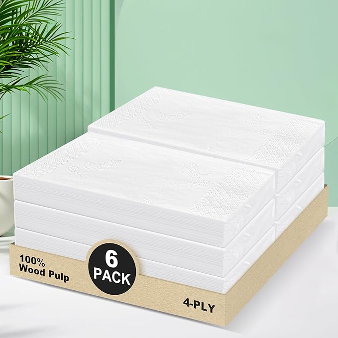 4-Ply Car Tissue Refills (720 Layers) - 6 Pack Travel Size Tissues, Soft & Strong Disposable Facial Tissues for Car, Office, Home - 180 Sheets