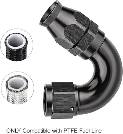 EVIL ENERGY 12AN 150 Degree PTFE One Piece Full Flow End Hose Fitting Aluminum Black