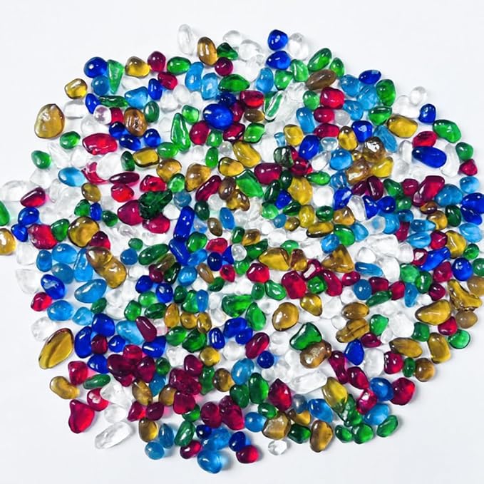 0.88LB Colorful Fish Tank Gravel Aquarium Glass Stones Sea Glass Pebbles Aquarium Gravel Rocks Fish Tank Rocks, Beads Pebbles Rock Sand Glass Gems Stones for Vase Filler Fish Turtle Tank Decoration