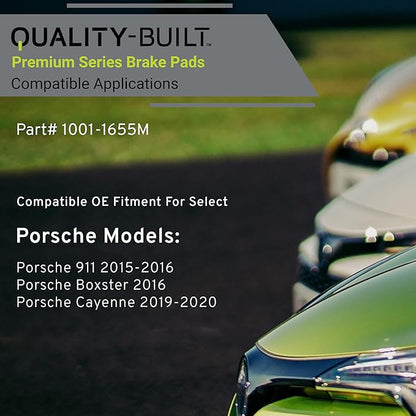 Premium Semi-Metallic Rear Brake Pads (1001-1655M) Compatible with Porsche 911 2015-2016, Porsche Boxster 2016-2016, Porsche Cayenne 2019-2020