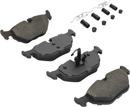 Premium Semi-Metallic Rear Brake Pads (1001-0763M) Compatible with 1993-2010 BMW (318i/318is/318ti/323Ci/323i/323is/325Ci/325i/325xi/328Ci/328i/328is/Z3/Z4)