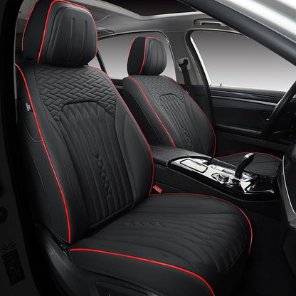 Car Seat Covers Full Set, Leather Seat Covers for Cars, Car Seat Protector Waterproof, Non-Slip Car Interior Covers Fit for Most Cars, SUV, Vans, Trucks,5Seaters,Full Set,Black,COMFDRIVE-A03
