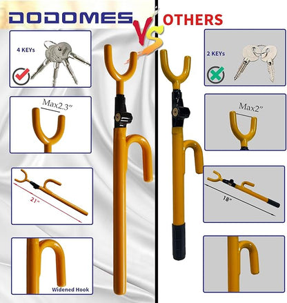 Steering Wheel Lock Anti-Theft car Device Car Wheel Locks Heavy Duty Vehicle Security Steering Wheel Lock for Truck Car Vehicles Van Lorry SUV with 4 Keys, Elongated Length MAX 30.5“ Yellow