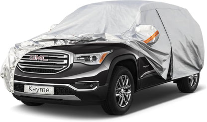 Kayme 6 Layers SUV Car Cover Custom Fit for GMC Acadia (2007-2025) Waterproof All Weather for Automobiles, Outdoor Full Cover Rain Sun UV Protection.Silver