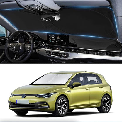 Sunshade for 2015-2023 2024 2025 Volkswagen Golf GTI e-Golf VW Golf R 4 Door Hatchback Accessories Front Window Shield Cover for Windshield Sun Visor