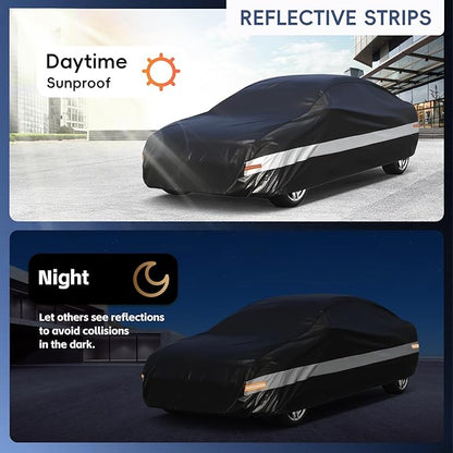 10 Layers Car Cover Custom Fit for Chevy Camaro(2009-2024),Waterproof All Weather for Automobiles, Outdoor Full Cover Sun UV Rain Protection with Cotton.Black