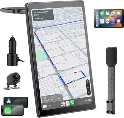 8” Wireless Apple CarPlay Screen for Car with Android Auto & 1080P Backup Camera, Rotatable Touchscreen Car Stereo, Vertical & Horizontal Mode, Bluetooth, GPS Navigation, Mirror Link