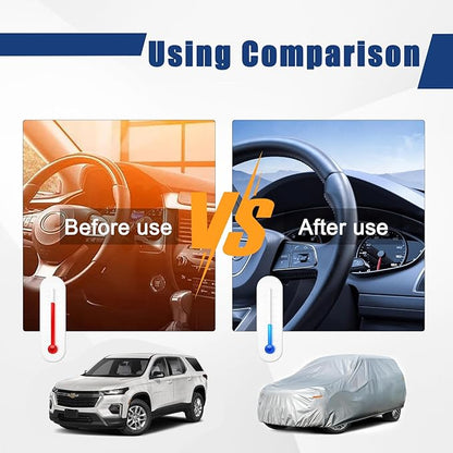 Kayme 6 Layers SUV Car Cover Custom Fit for Chevrolet Chevy Traverse (2009-2025) Waterproof All Weather for Automobiles, Outdoor Full Cover Rain Sun UV Protection.Silver
