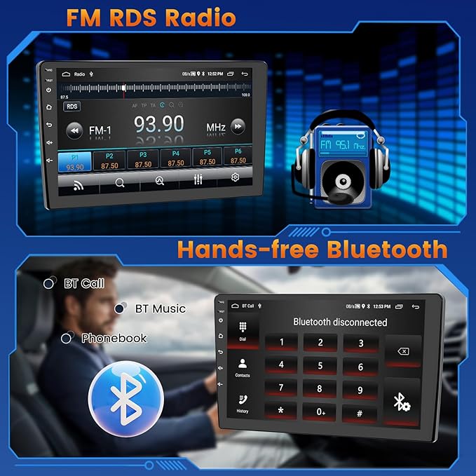 [2G+64G] Android 15 Car Stereo for Kia Cerato K3 Forte 2013-2018 with Wireless CarPlay Android Auto, 9 Inch HD Touch Screen with WiFi GPS Bluetooth FM/RDS Radio SWC USB Backup Camera MIC