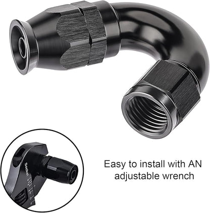 EVIL ENERGY 4AN 150 Degree PTFE One Piece Full Flow End Hose Fitting Aluminum Black