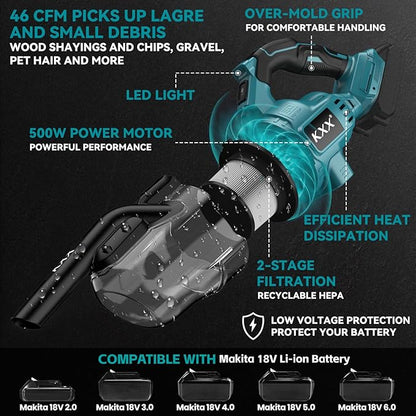 KXX Cordless Vacuum for makita 18V Battery, Handheld Electric Power Vacuum Cleaner for Hardwood Floor Carpet Pet Hair Car (No Battery)