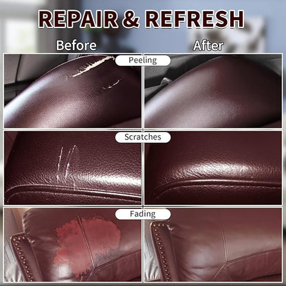 Maroon Leather Recoloring Balm,Leather Couch Scratch/Stain Remover,Leather Repair kit for Vinyl Furniture and Car Interior,Leather Dye Paint for Scratched and Faded Leather Couches
