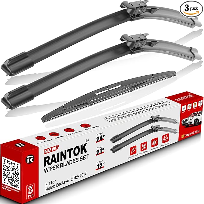 Windshield Wiper Blades Replacement for Buick Enclave 2012 2013 2014 2015 2016 2017 Original Factory Quality Front Rear Wipers Blade Set for My Car - 24" 21" 12" (Pack of 3)
