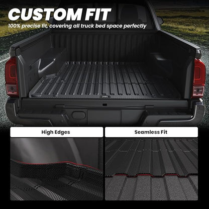 LASFIT Bed Mat for Toyota Tacoma (6FT,73.5''Bed) 2023 2022 2021 2020 2019-2005 Truck Bed 6 ft, All Weather TPE Car Bed Liner for Toyota Tacoma Accessories Truck Mat &Cargo Liner, Black