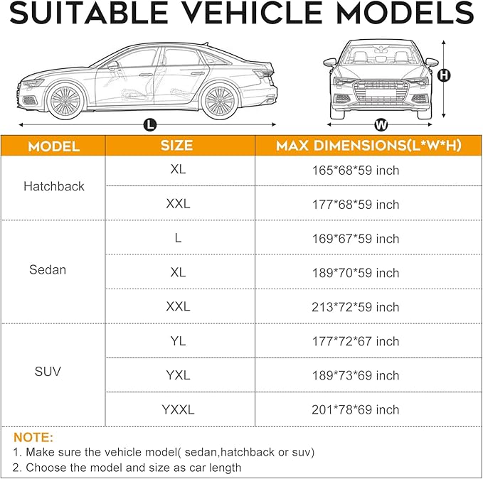 Sedan Car Cover Waterproof All Weather for Automobiles，Outdoor Heavy Duty Full Exterior Covers with Zipper Door, Rain Sun Snow Dust UV Protection, Windproof Straps & Reflective Strips(Up to 213")