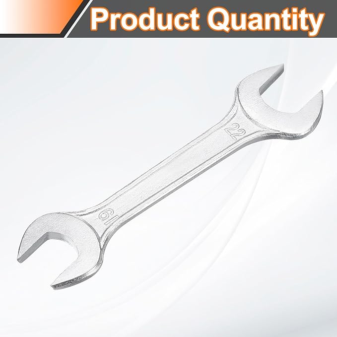 HARFINGTON Double Open End Wrench 19mm x 22mm Metric 15 Degree Offset Angle Small Flat Head Wrench Galvanizing Open Ended Spanner for Automotive Repair Furniture Assembly