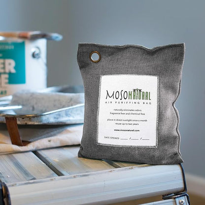 Moso Natural Air Purifying Bag 500g (2 Pack) Premium Bamboo Charcoal Odor Absorber for Home, Bedroom, Kitchen, Basement | Unscented Pet Odor Eliminator | Large Charcoal Deodorizer Bag Covers 250sqft