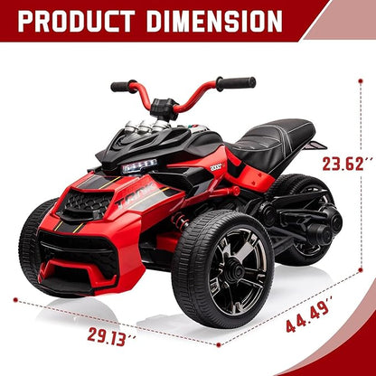 12V Kids Electric Ride-On Car with Parent Remote Control, 7MPH, 2 Speeds, 2x55W Motor, LED Lights, Music, USB & EVA Tires, 3 Wheel Battery Powered Toy Vehicle for Toddlers