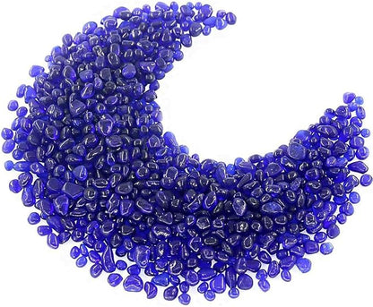 1 Lb (460 g) Deep-Blue Sea Glass Stones Irregular Rainbow Glass Pebble Decorative Rock Quartz Tumbled Gemstone Chips for Aquarium Decoration/Vase Filler/Jewelry Making/Handwork Craft/Gems Display