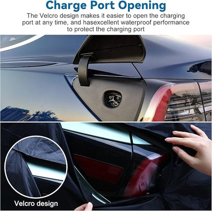Custom Fit for Tesla Model Y Car Cover - Waterproof, All Weather, Heavy Duty Protection, Hail & Windproof, Long Lifetime, with Charge Port Opening and Side Zipper - Fits for Model Y 2020-2025