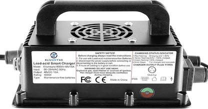 800W Lead Acid Battery Charger 48 Volt 15 AMP 3-Pin Round Plug Club Car Golf Carts
