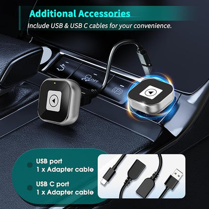Wireless CarPlay Adapter for iPhone - Mini USB Design, Plug & Play, Auto Connect,Convert Wired to Wireless CarPlay in Seconds, iOS 10+ Compatible (2025 Upgrade) for Cars 2016+(Silver)