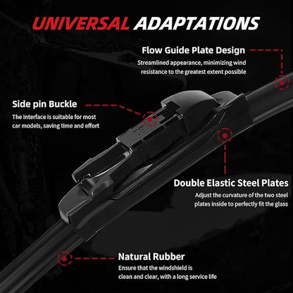 OTUAYAUTO Premium Windshield Wiper Blades - Replacement for Ford Explorer 2011-2023 - Precision Fit, All-Weather Performance, Front and Rear Wiper Blades, Pinch Tab - 26"+22"+11" (Pack of 3)