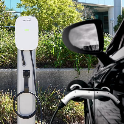 Leviton Level 2 EV Charger, 32 Amp, 208/240 VAC, 7.6 kW Output, 18' Charging Cable, Indoor/Outdoor Hardwired EV Charging Station, EV320 EVSE
