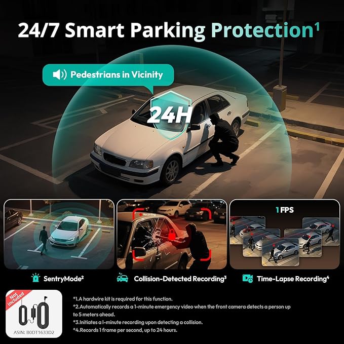 3K 4 Channel Dash Cam, 560° All-Sides View, Front and Rear Inside Car Camera with 3.18”Touch Screen, Dash Camera 24/7 Parking Mode, Built-in GPS 5.8G WiFi Night Vision Voice Control, Free 128GB Card