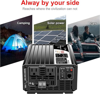 Xijia 1500W(Peak Power 3000W) 48v to 120v Pure sine Wave 60HZ Solar Inverter for Home Use car (DC48V (Range 40V-60V) 1500W)