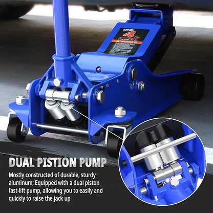 DNA MOTORING Low Profile Hydraulic Trolley Service/Floor Jack, 4 Ton (8000 lbs) Capacity, Lifting Range 4.5"-20",Blue,TOOLS-00308