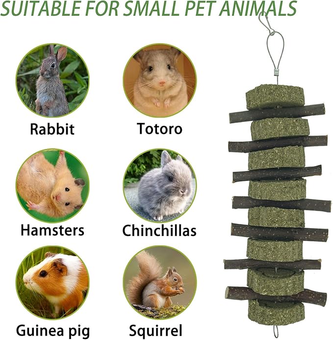 Generic Rabbit Bunny Treat Hamster Chew Toys Grass Cakes Heart Shaped Chew Toys Pets Treats for Bunny Rabbits Hamster Chinchilla Guinea Pigs 2Pcs