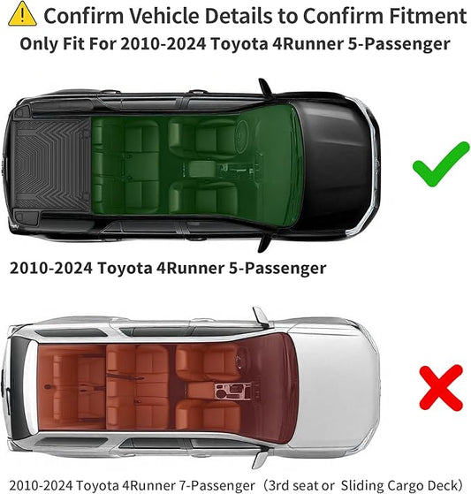 YITAMOTOR Cargo Mat Fit for 2010-2024 Toyota 4Runner (5 Passenger Models, No 3rd seat or No Sliding Cargo Deck), Custom Fit All Weather Cargo Trunk Liner
