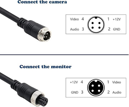 34FT Backup Camera Extension Cable - 4Pin Aviation Video Cable for Car Rear View Camera Systems