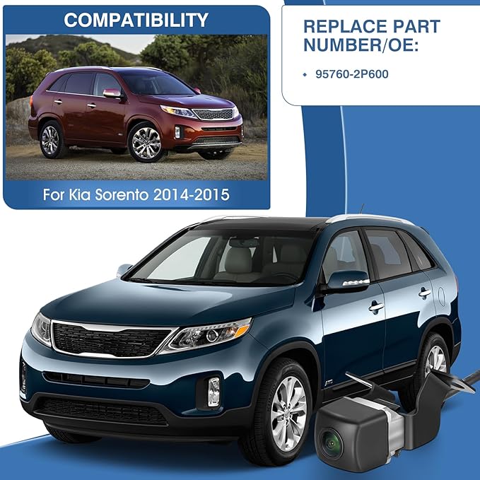 Rear View Backup Camera Fit for Kia Sorento 2014-2015, Reversing Parking Assist Camera OE Replacement 95760-2P600 95760 2P600 957602P600 95760-2P600FFF 957602P600FFF 95760 2P600FFF