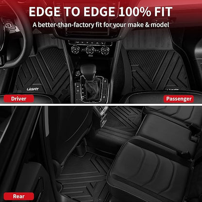 LASFIT Floor Mats Fit for Volkswagen Tiguan 2024 2023 2022 2021 2020 2019 2018 (Only for 5 Seater) All Weather TPE Custom Fit Floor Liners for 1st and 2nd Rows Car Mats for VW Tiguan 2018-2024, Black