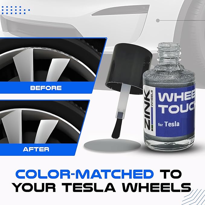 Premium Tesla Wheel Curb Rash Repair Kit for Model S 19-inch Silver Cyclone Rims - DIY Kit with Color-matched Touch Up Paint - Made in USA