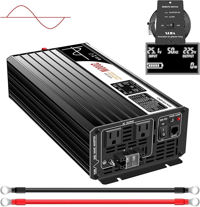 Xijia Pure sine Wave Inverter 2000W 48 Volt dc to 120 Volt ac Inverter (Peak Power 4000W) rv Converter 60HZ with Soft Start for car &Camping (DC48V (Range 40V-60V) 2000W)