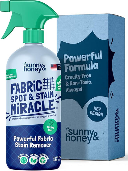Sunny & Honey Upholstery Cleaner for Furniture - Carpet Stain Remover Spray - 32 Oz, Mint Scent - Pet & Baby Safe Fabric Cleaner