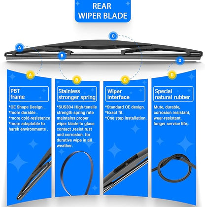 Windshield Wiper Blades Replacement for Subaru Forester 2019 2020 2021 2022 2023 2024 Original Factory Quality Front Rear Wipers Blade Set for My Car - 26" 17" 14" (Pack of 3)