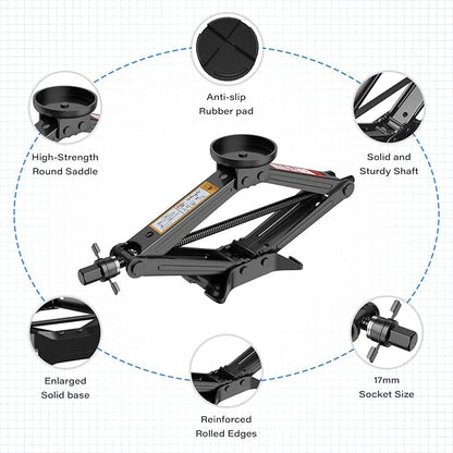 IMAYCC Car Jack Kit 2.5 Ton Scissor Jack Portable Car Jack and Stand Kit, Tire Changing Kit with Spare Tire Kit, Universal Jack Car Kit for Easy Tire Changes